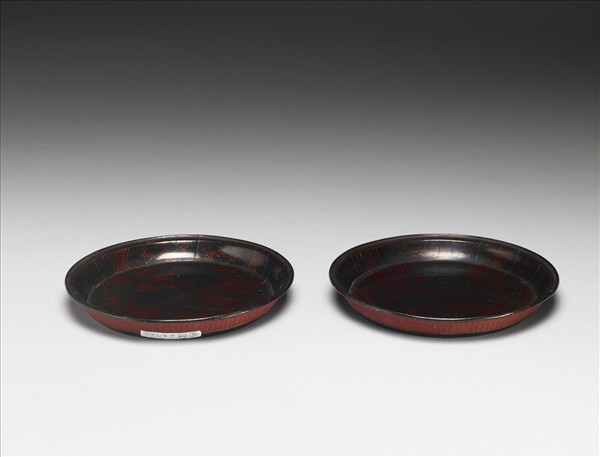 竹絲描漆人物盤 （一對）