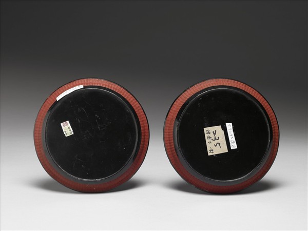 竹絲描漆人物盤 （一對）