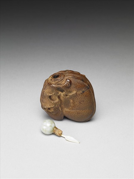 竹雕豆莢式鼻煙壺