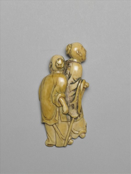 象牙雕雙老圖飾件