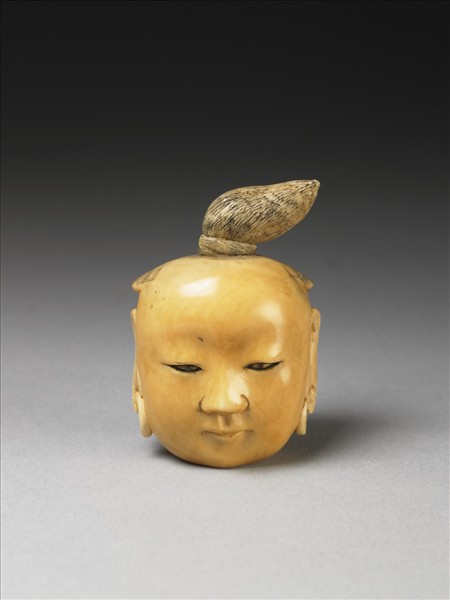 象牙雕童首式鼻煙壺