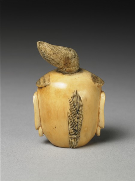 象牙雕童首式鼻煙壺