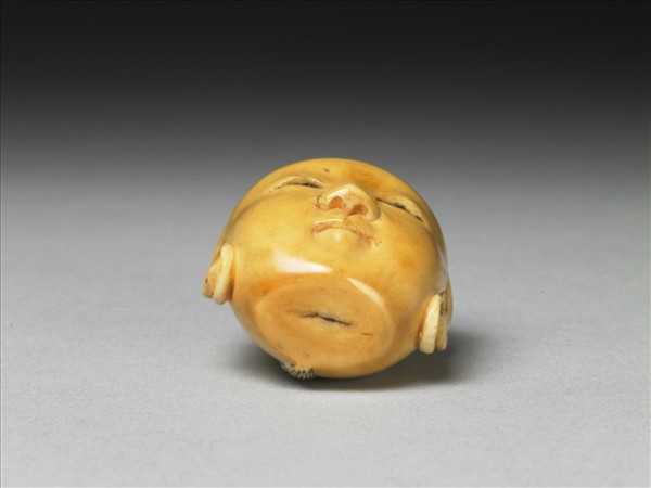 象牙雕童首式鼻煙壺