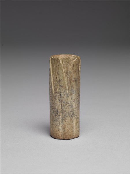 骨雕填彩雲氣紋管