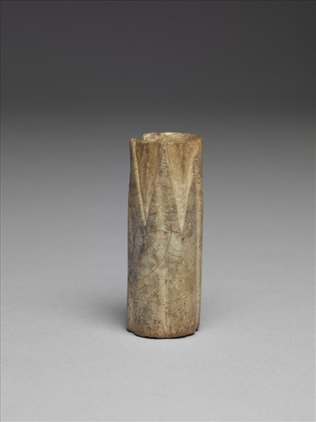 骨雕填彩雲氣紋管