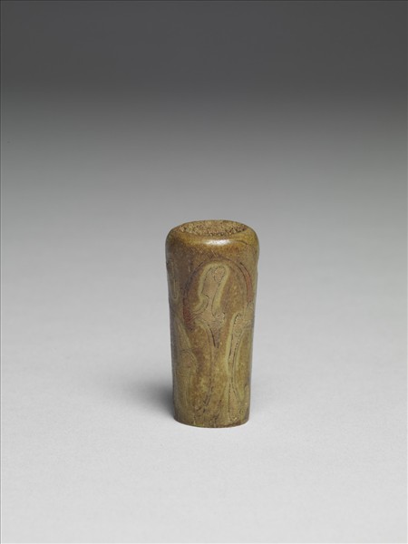 骨雕填彩雲氣紋柄