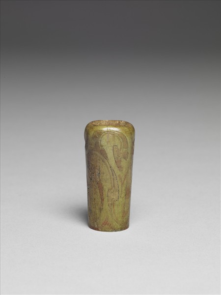 骨雕填彩雲氣紋柄