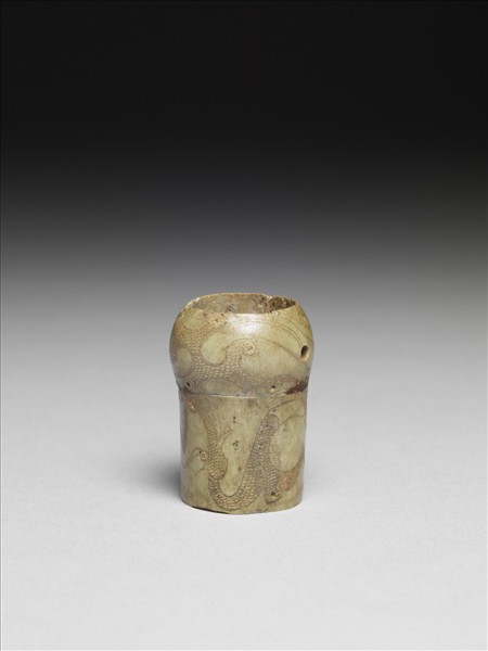 骨雕填彩雲龍紋管