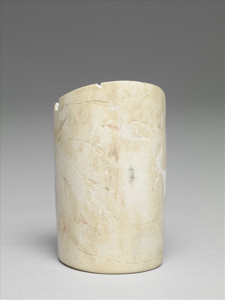 骨雕填彩斜口筒形器