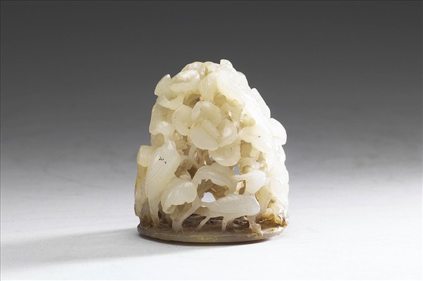 荷塘白鷺紋玉頂