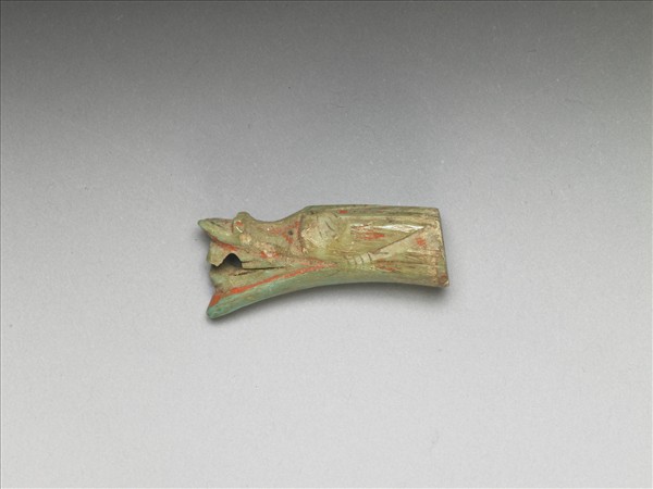 骨雕填彩龍首嵌件