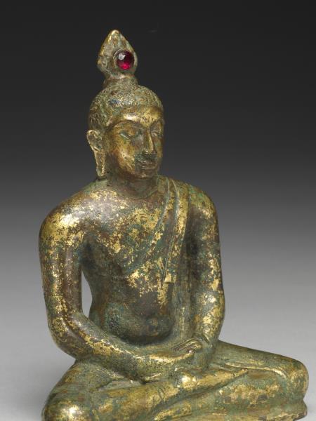 銅鎏金釋迦佛坐像