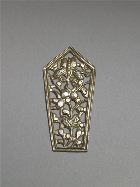 銀銅合金鏤空花蝶飾件