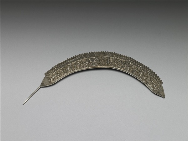 銀銅合金壽字轉枝花卉飾件