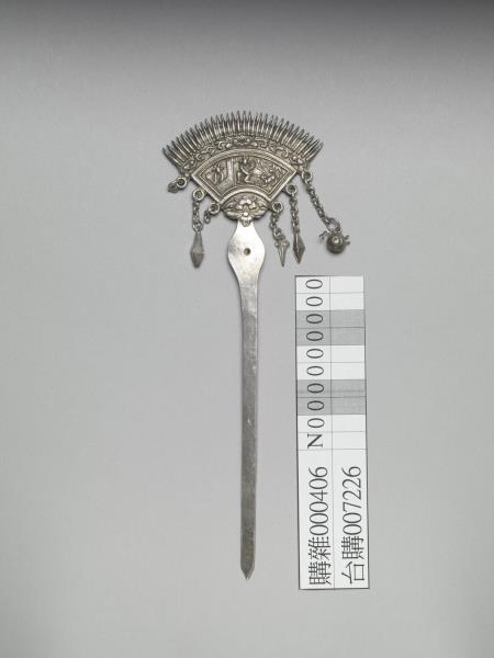 銀銅合金扇形步搖