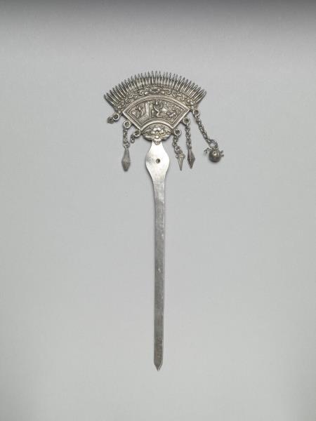 銀銅合金扇形步搖