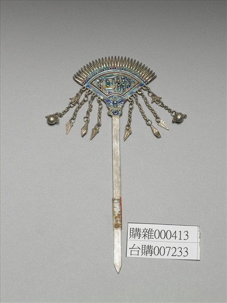 銀銅合金內填琺瑯步搖