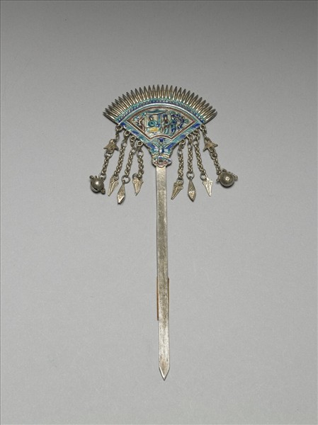 銀銅合金內填琺瑯步搖