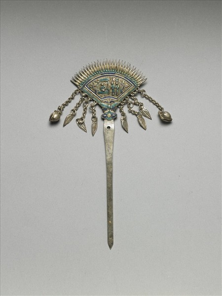 銀銅合金內填琺瑯步搖