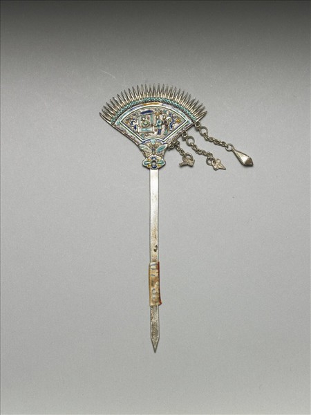 銀銅合金內填琺瑯步搖