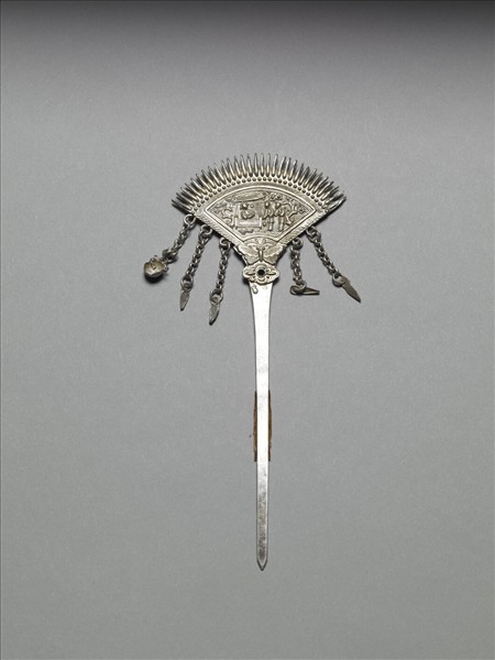 銀銅合金扇形步搖