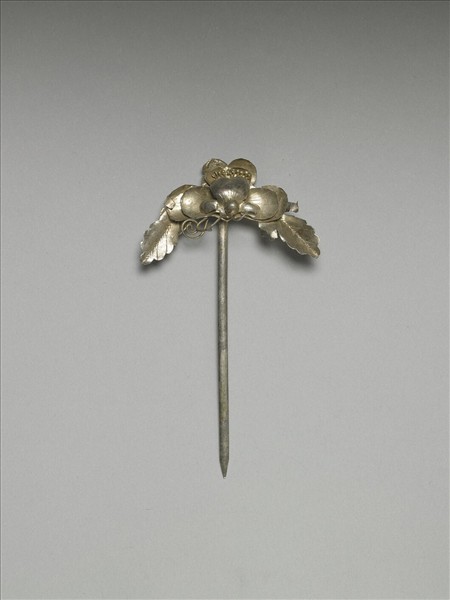 銀銅合金花卉簪