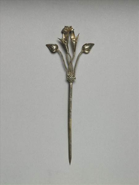 銀銅合金花卉簪