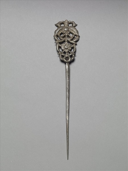 銀銅合金花蝶簪