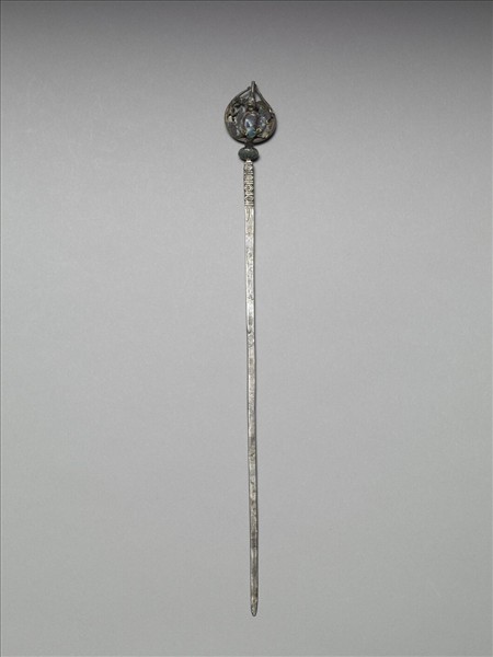 銀銅合金內填琺瑯花卉簪