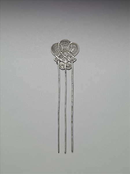 銀銅合金幾何紋釵