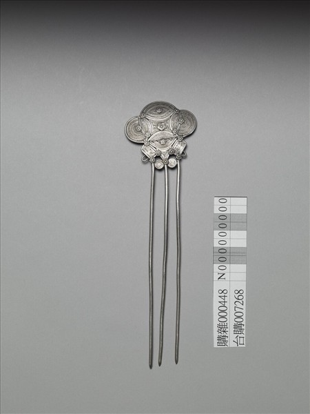 銀銅合金幾何紋釵