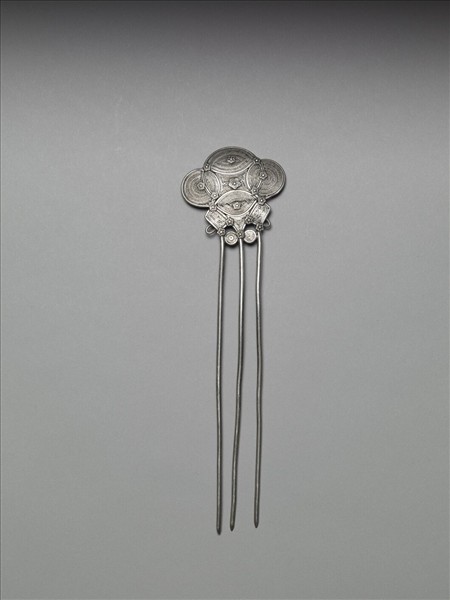 銀銅合金幾何紋釵