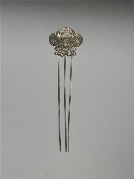 銀銅合金幾何紋釵