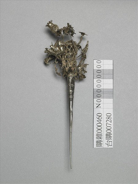 銀銅合金花鳥簪