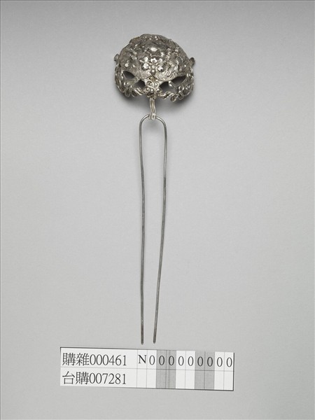 銀銅合金花兔釵