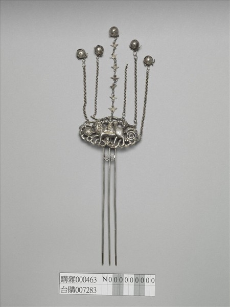 銀銅合金麒麟送子釵