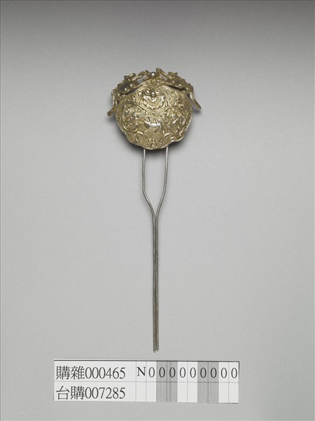 銀銅合金花兔簪