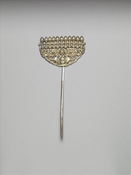 銀銅合金花蝶福壽簪