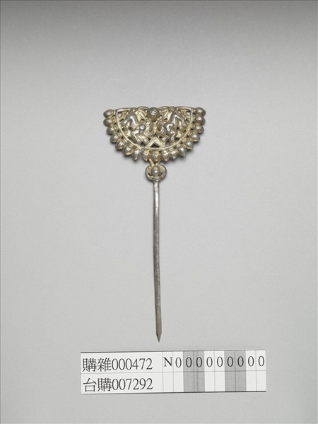 銀銅合金獅戲簪