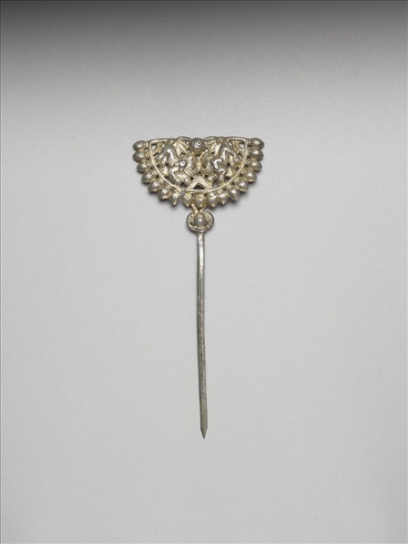 銀銅合金獅戲簪