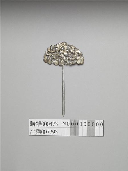 銀銅合金蓮鶴簪