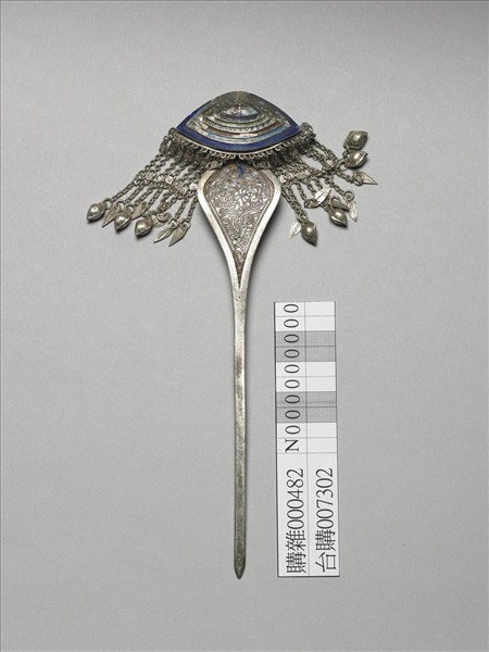 銀銅合金內填琺瑯步搖