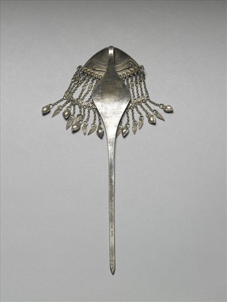 銀銅合金內填琺瑯步搖