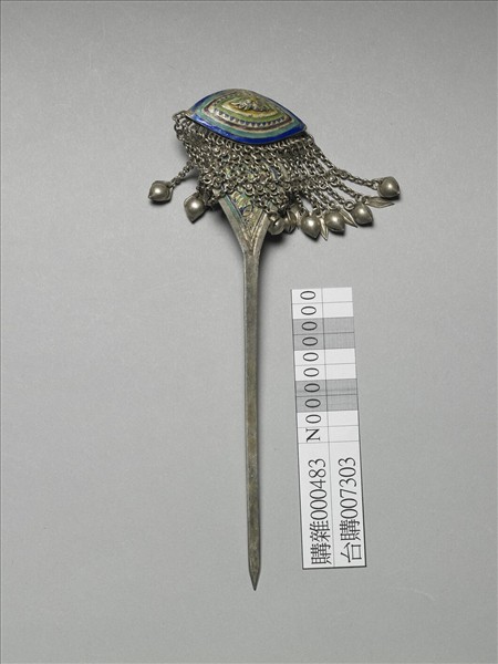 銀銅合金內填琺瑯步搖