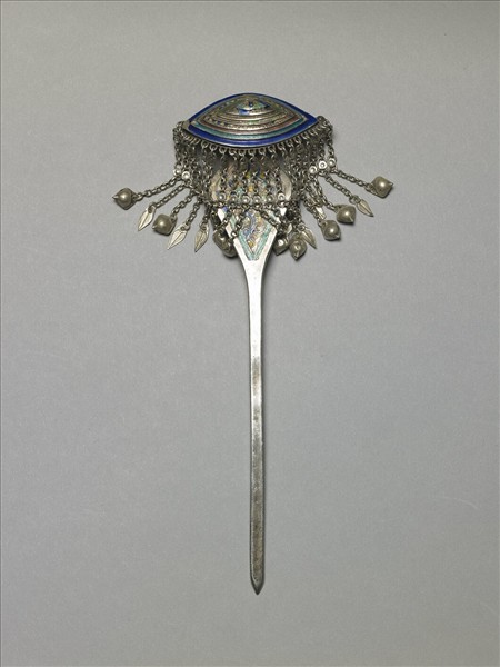 銀銅合金內填琺瑯步搖