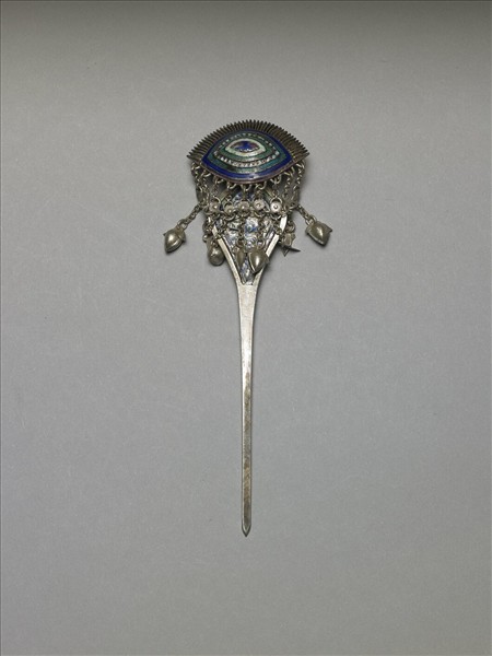 銀銅合金內填琺瑯步搖