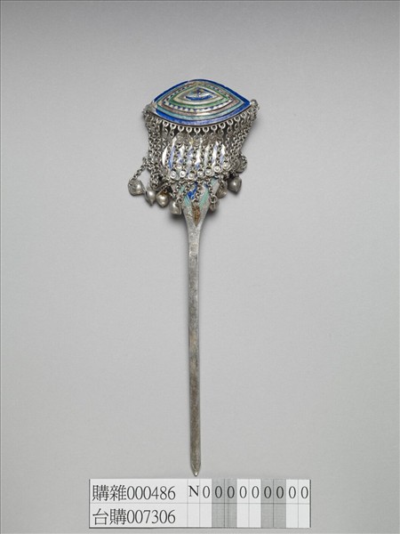 銀銅合金內填琺瑯步搖