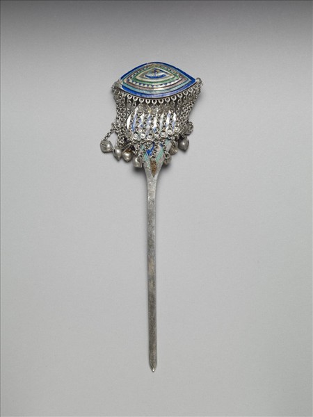 銀銅合金內填琺瑯步搖