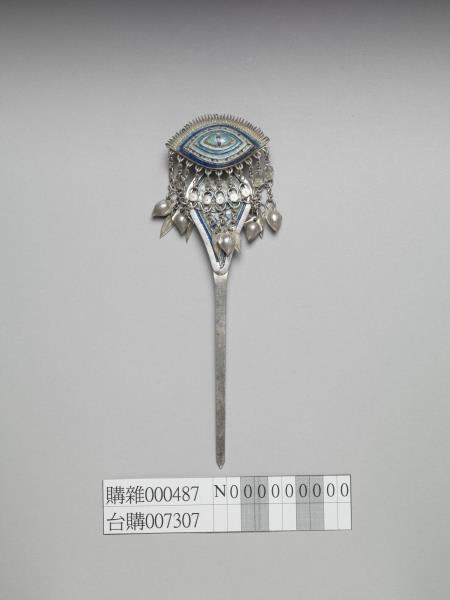 銀銅合金內填琺瑯步搖