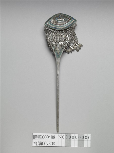 銀銅合金內填琺瑯步搖